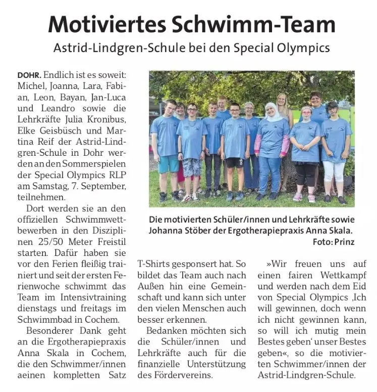 Motiviertes Schwimm-Team